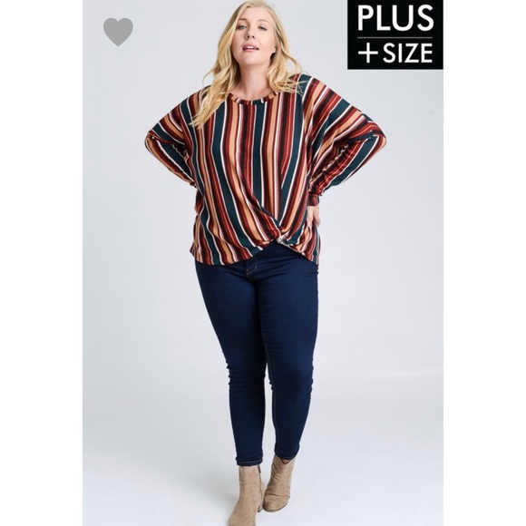 Colorful Vertical Striped Long Sleeve Sweater with Twist - Picture 3 of 7